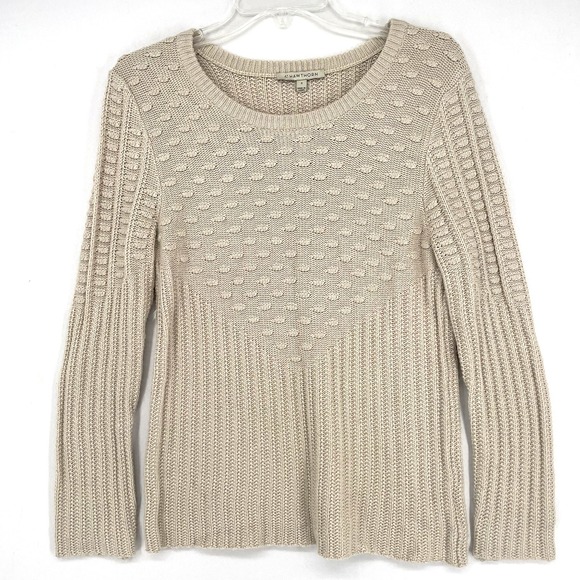 41 Hawthorne Sweater Womens Size M Ivory Cable Knit Crew Neck Nordic Pullover - Picture 1 of 7